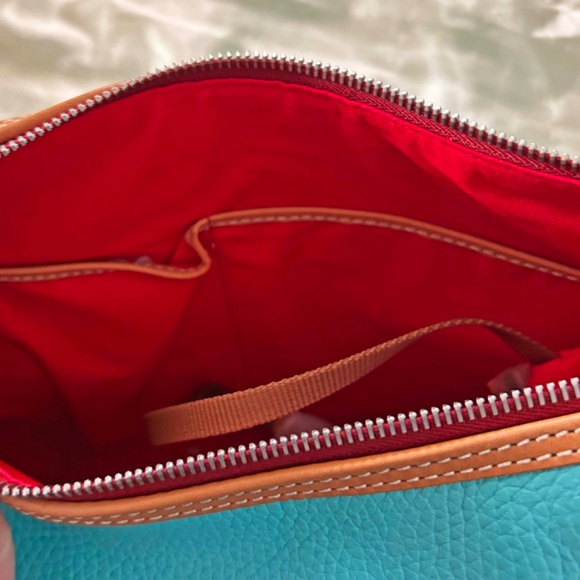 TOTE, DOONEY & BURKE, LEATHER, TURQUOISE WITH BROWN ACCENTS, ADJUSTABLE LEATHER - Picture 10 of 12